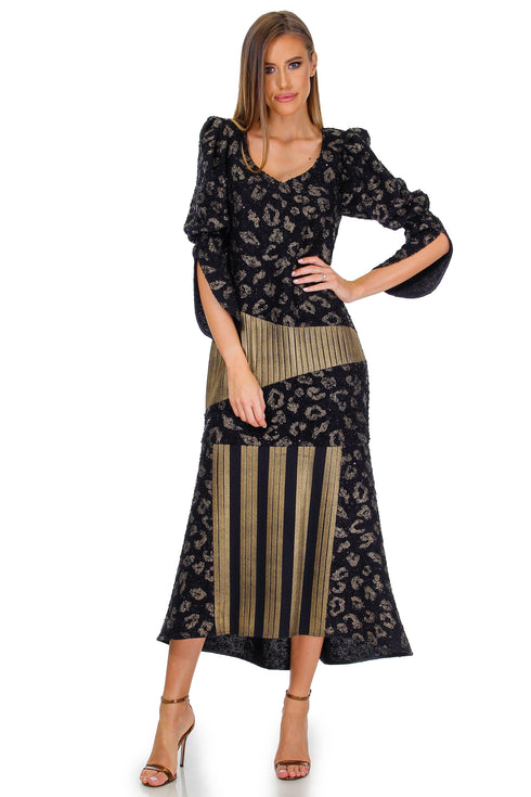 Rochie tricot negru cu aramiu Liza Panait Liza Panait Online Boutique
