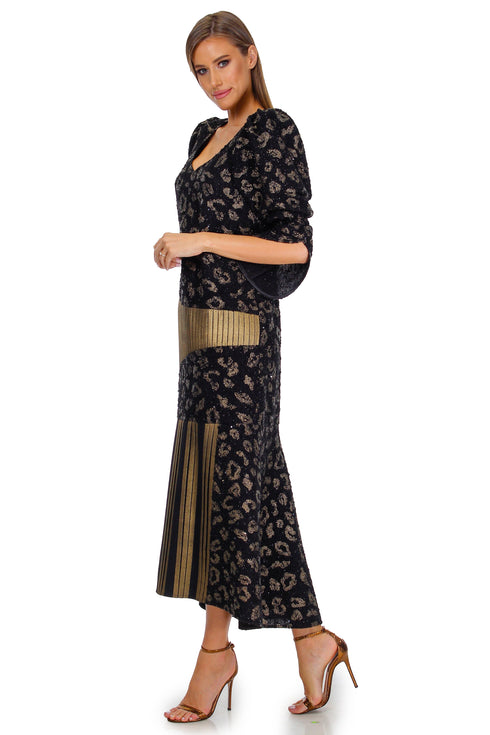 Rochie tricot negru cu aramiu Liza Panait Liza Panait Online Boutique