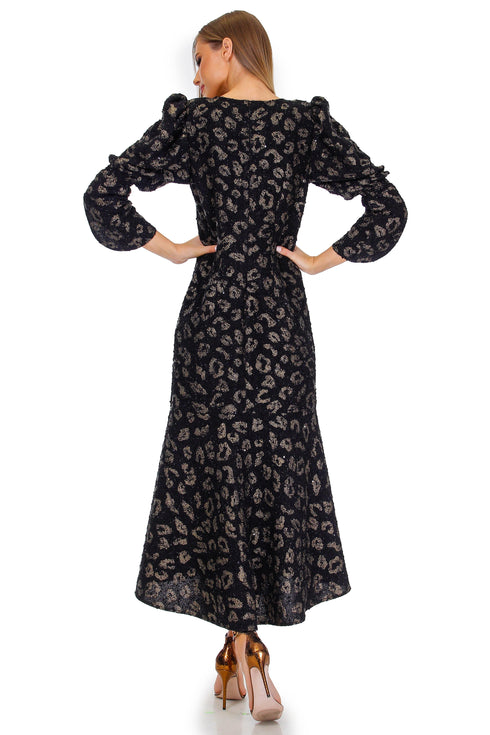 Rochie tricot negru cu aramiu Liza Panait Liza Panait Online Boutique