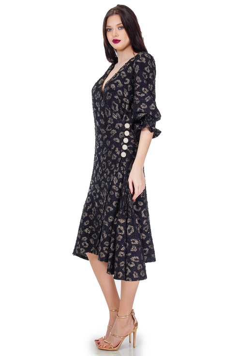 Rochie tricot negru cu aramiu Liza Panait Liza Panait Online Boutique