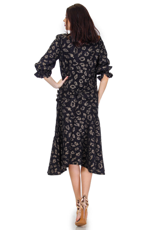 Rochie tricot negru cu aramiu Liza Panait Liza Panait Online Boutique