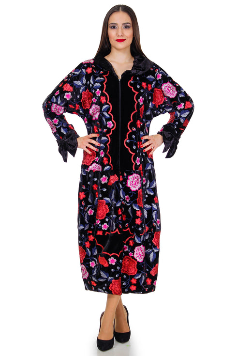 Pardesiu catifea cu broderie Liza Panait Liza Panait Online Boutique