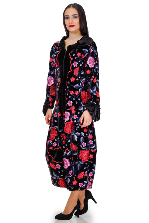 Pardesiu catifea cu broderie Liza Panait Liza Panait Online Boutique