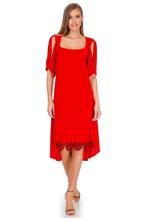 Rochie catifea rosie brodata Liza Panait Liza Panait Online Boutique