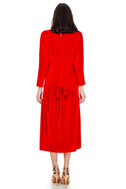 Rochie catifea rosie brodata Liza Panait Liza Panait Online Boutique