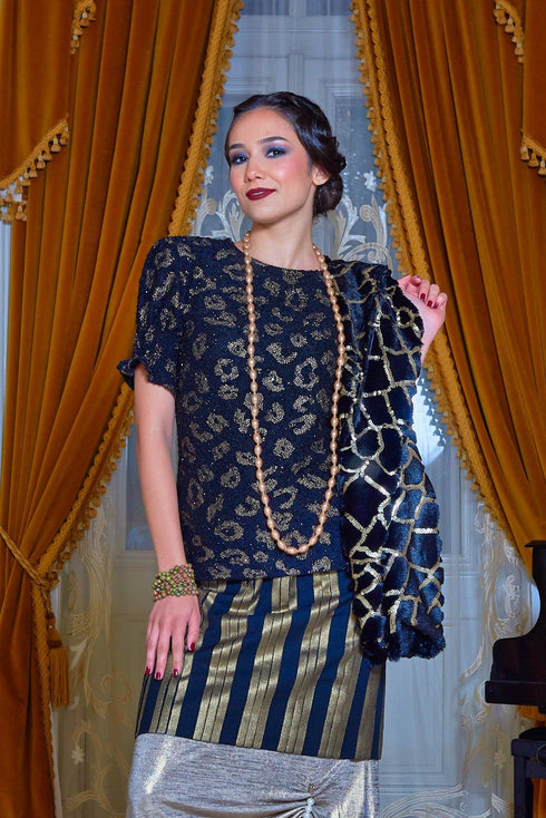 Bluza tricot negru cu aramiu Liza Panait Liza Panait Online Boutique