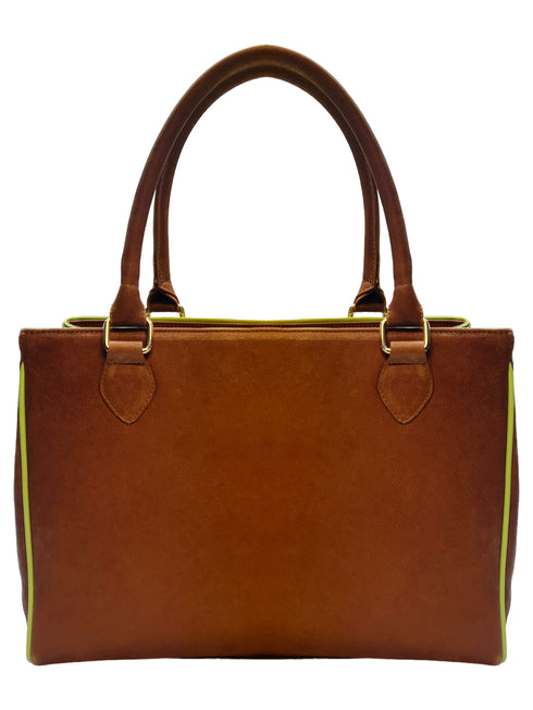 Poseta piele si material textil pictat manual G3000