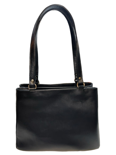 Poseta piele si material textil pictat manual G-7370