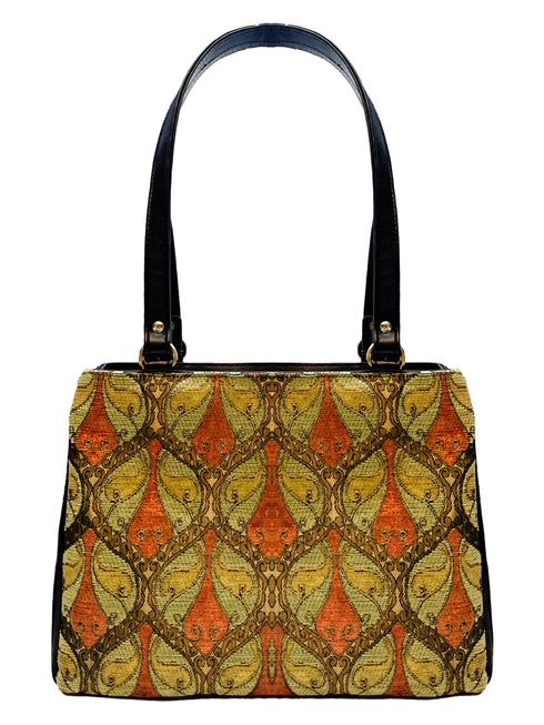 Poseta piele si material textil pictat manual 3671