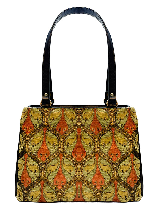 Poseta piele si material textil pictat manual 3671