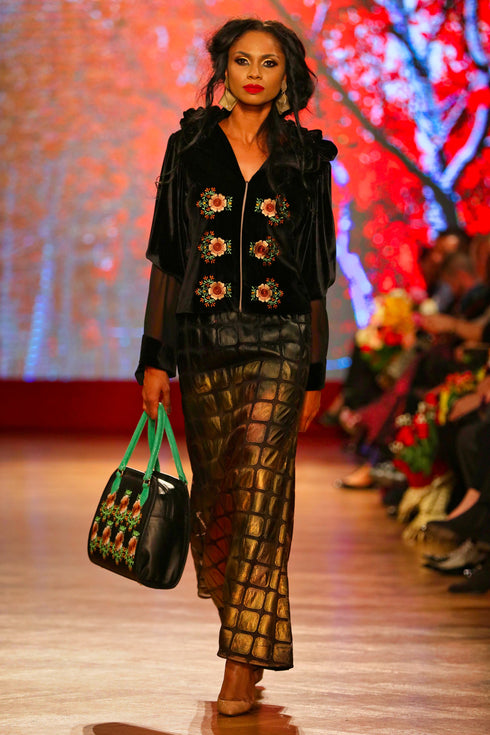 Sacou catifea cu broderie R1099