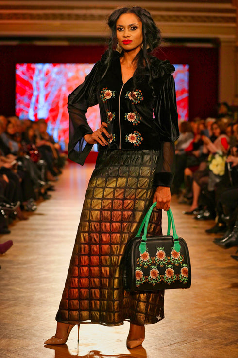 Sacou catifea cu broderie R1099