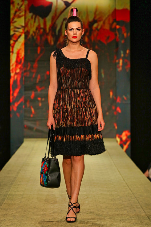 Rochie din tull si satin plisat manual V371