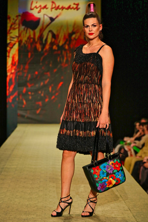 Rochie din tull si satin plisat manual V371