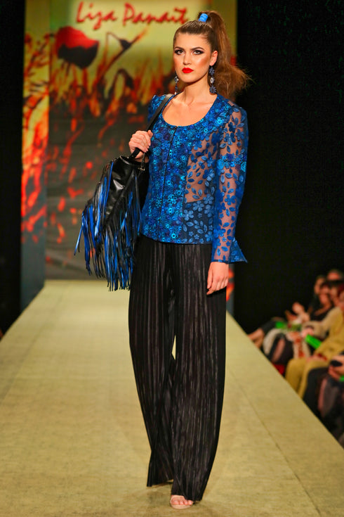 Pantalon saten plisat V373