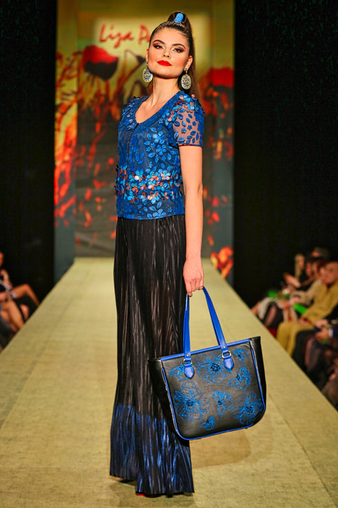 Pantalon saten pictat G5350