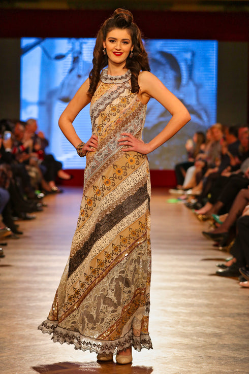 Rochie catifea si dantela T-93