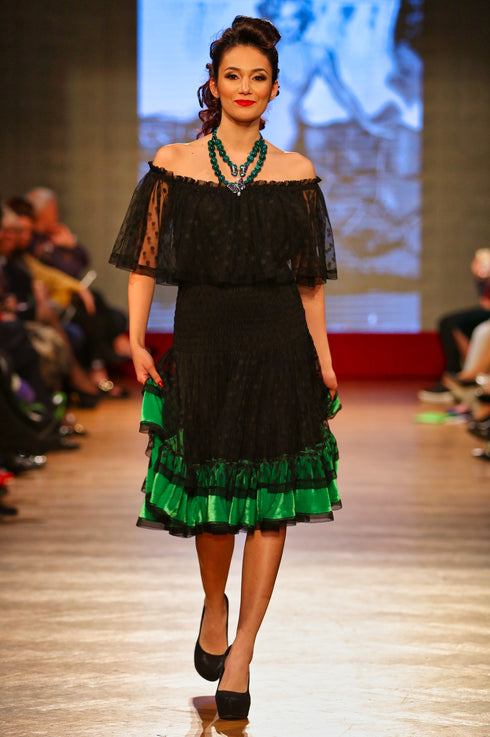 Rochie tull cu catifea T-25b