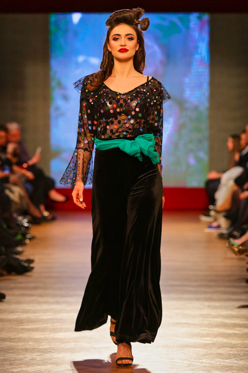 Pantaloni catifea neagra T-163