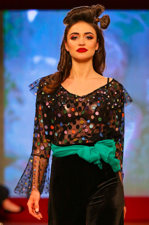 Bluza tul negru T-162