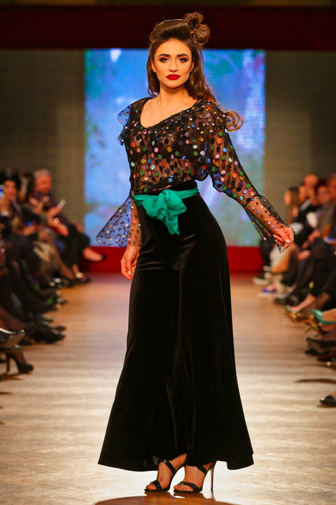 Pantaloni catifea neagra T-163