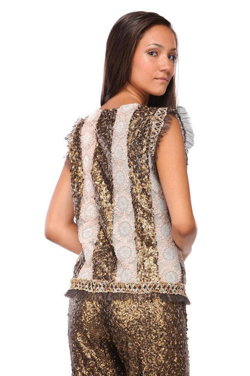 Bluza dantela si tul paietat Liza Panait Liza Panait Online Boutique