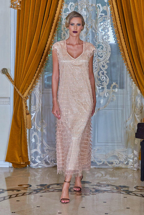 Rochie tull cu franjuri de paiete Liza Panait Liza Panait Online Boutique