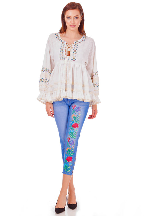 Pantalon denim albastru freeshipping - Liza Panait Online Boutique