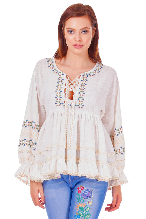 Bluza bumbac cu broderie freeshipping - Liza Panait Online Boutique