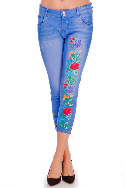 Pantalon denim albastru freeshipping - Liza Panait Online Boutique