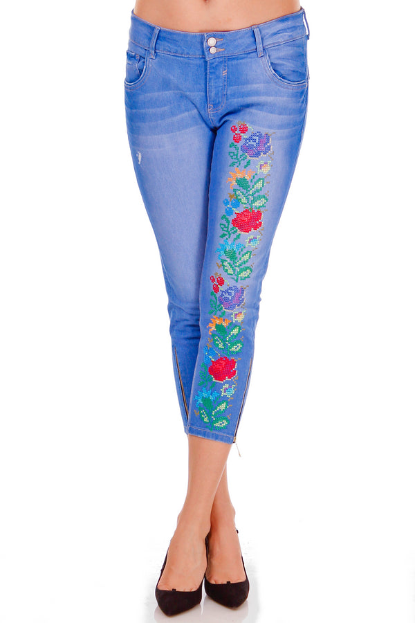 Pantalon denim albastru freeshipping - Liza Panait Online Boutique