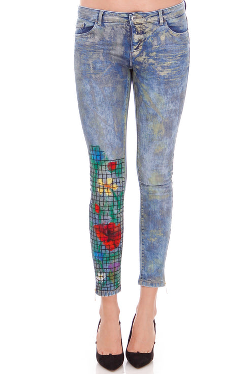 Pantalon denim impasliti cu lana freeshipping - Liza Panait Online Boutique