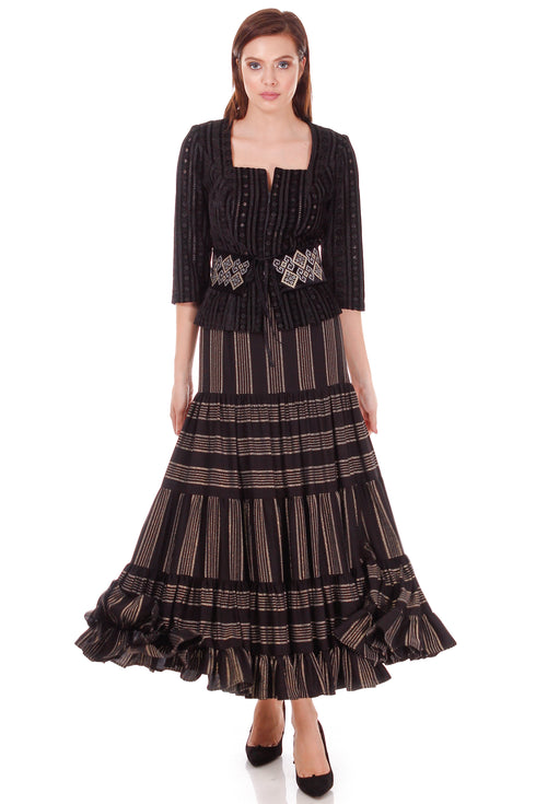 Bluza neagra din bumbac brodat P-5