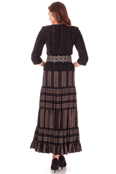 Bluza neagra din bumbac brodat P-5