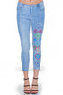 Pantaloni denim cu broderie freeshipping - Liza Panait Online Boutique