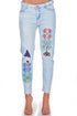 Pantalon denim cu broderie freeshipping - Liza Panait Online Boutique