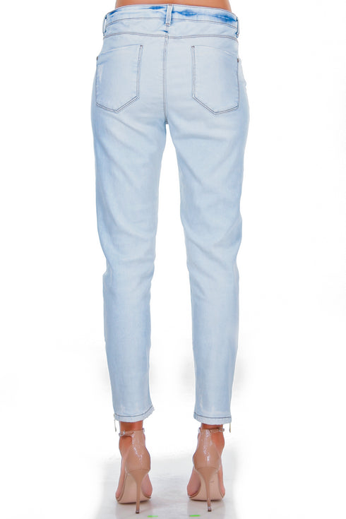 Pantalon denim cu broderie freeshipping - Liza Panait Online Boutique