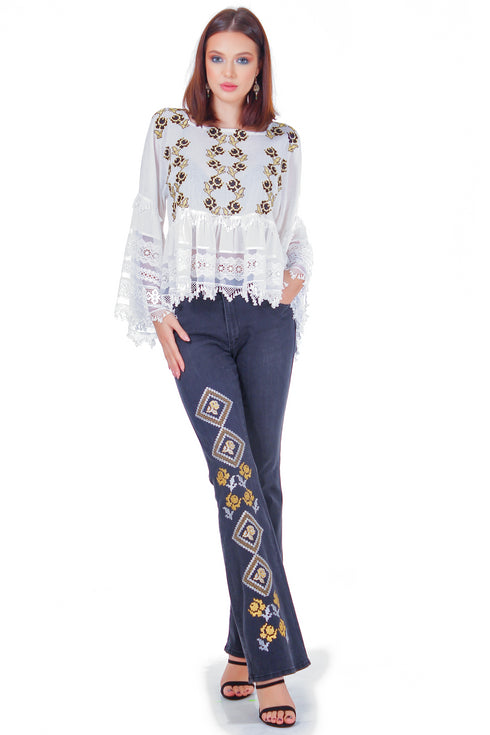 Bluza vascoza cu broderie freeshipping - Liza Panait Online Boutique