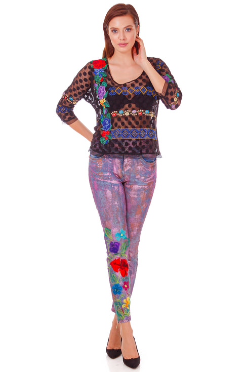 Bluza tul cu broderie P-11