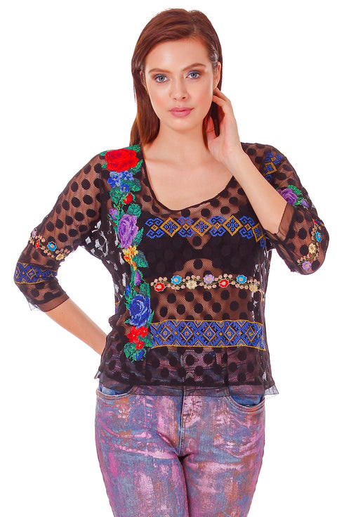 Bluza tul cu broderie P-11