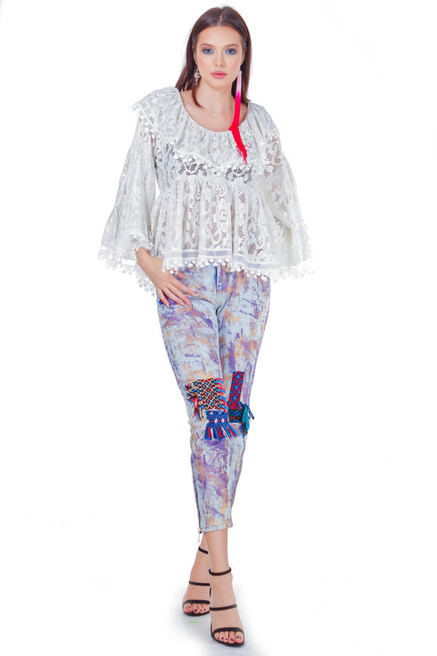 Bluza dantela alba freeshipping - Liza Panait Online Boutique