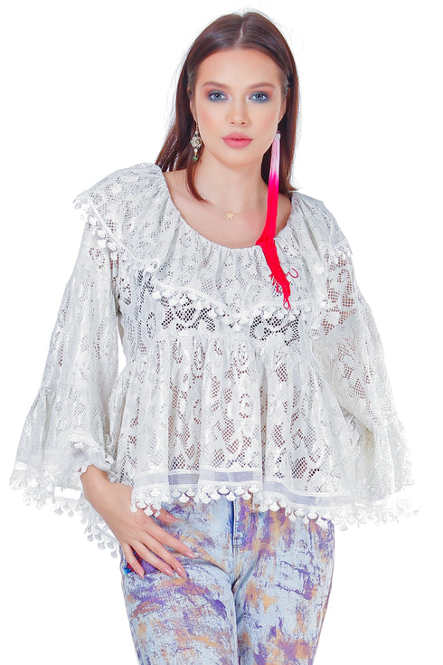 Bluza dantela alba freeshipping - Liza Panait Online Boutique