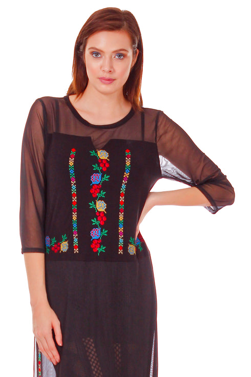 Bluzon tul cu broderie P-87