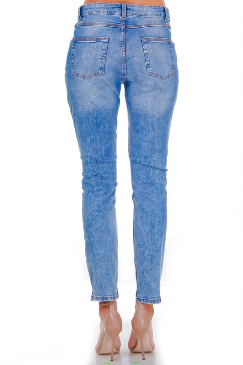 Pantaloni denim cu broderie freeshipping - Liza Panait Online Boutique