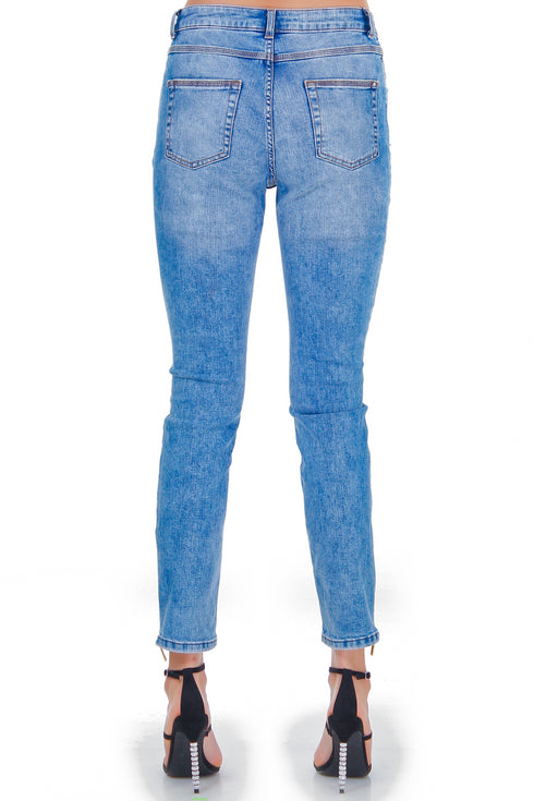 Pantaloni denim cu broderie freeshipping - Liza Panait Online Boutique