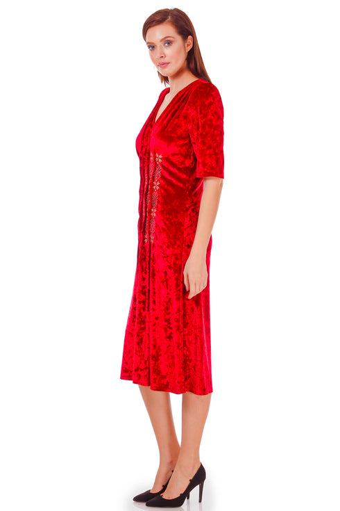 Rochie catifea cu broderie P-17