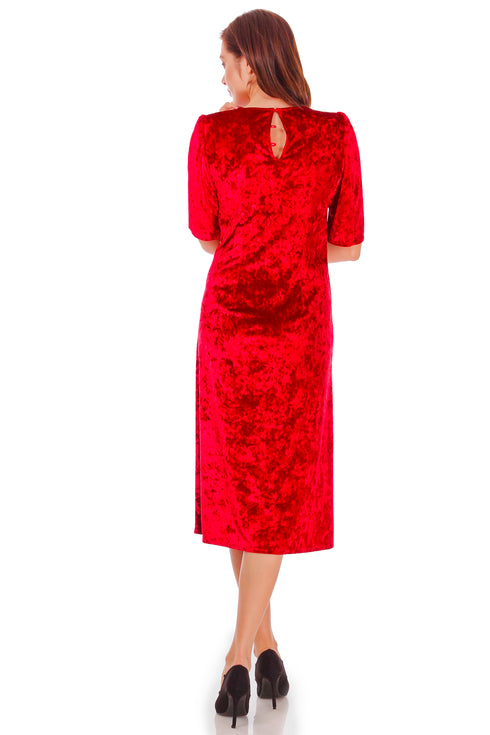 Rochie catifea cu broderie P-17