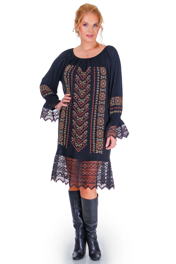 Rochie jerse cu broderie R-2005