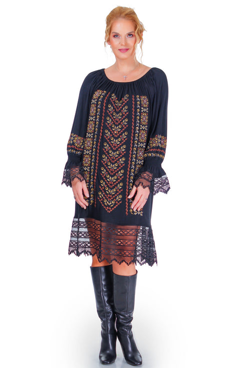 Rochie jerse cu broderie R-2005