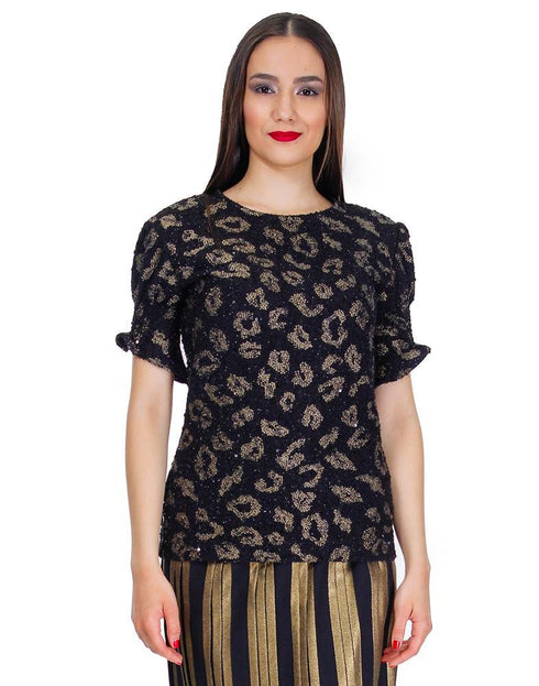 Bluza tricot negru cu aramiu Liza Panait Liza Panait Online Boutique